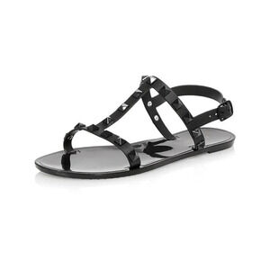 Aqua Sandalia Women's T-Strap Slip On Jelly Sandals Black Size 11 M (MSRP $78)